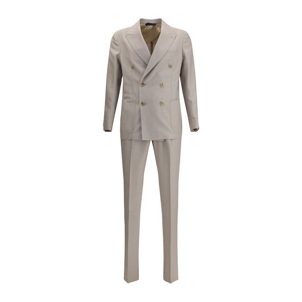 Gi Capri Beige Fleece Wool Two-Piece Suit