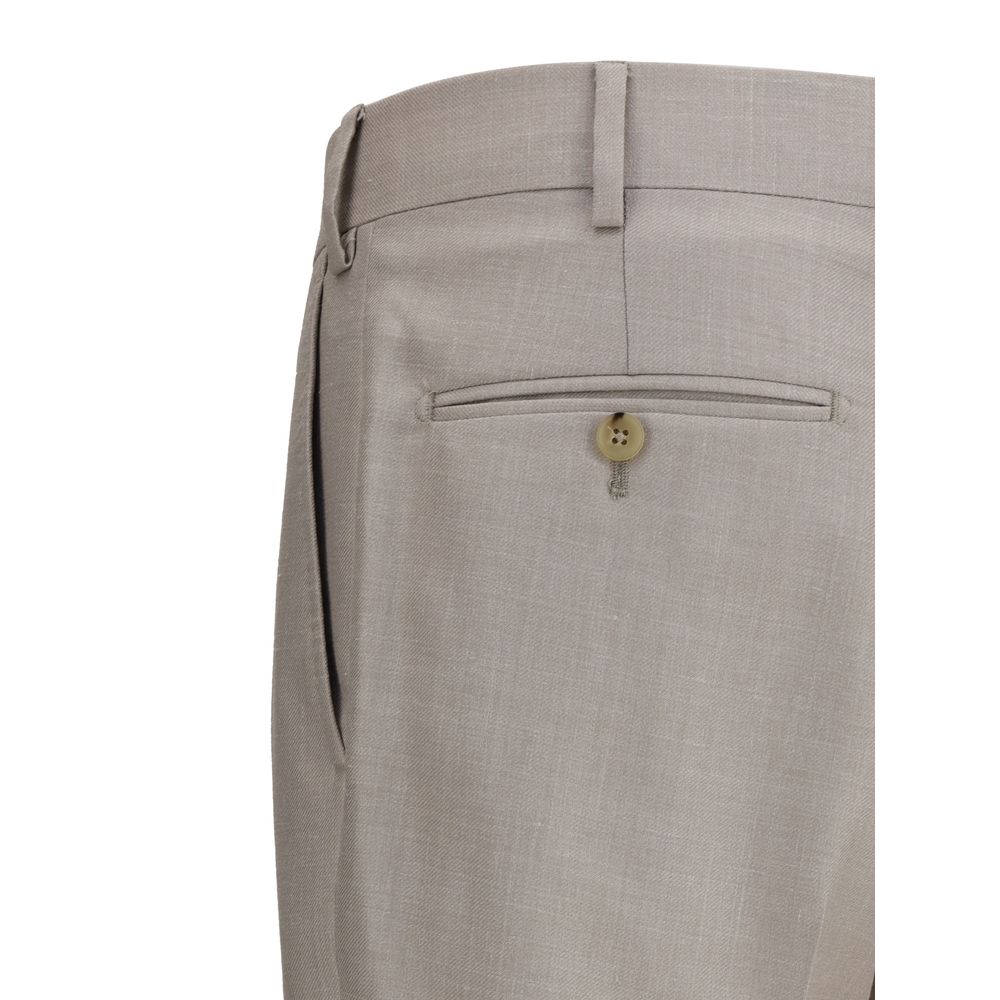 Back view of Gi Capri Virgin wool Suit pants with buttoned welt pocket and belt loops in a refined design.