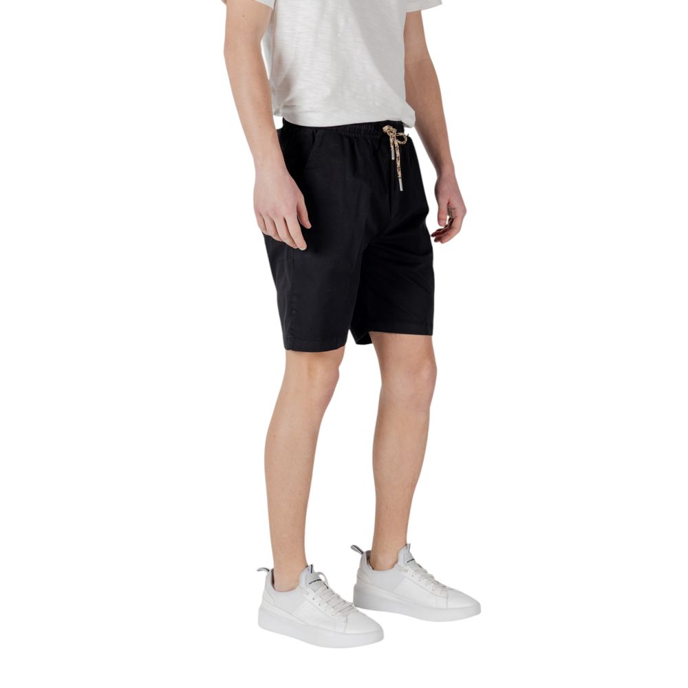 Gianni Lupo Black Cotton Bermuda Shorts