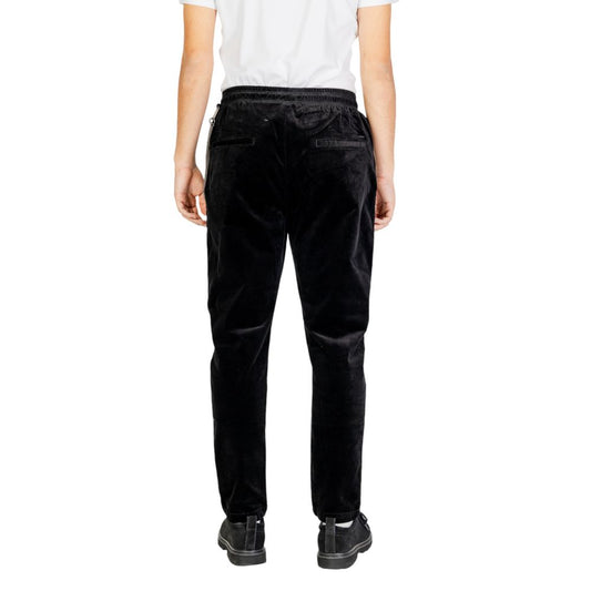Rear view of Gianni Lupo Black Cotton Pant for men, Fall/Winter collection, made of 97% cotton and 3% elastane.