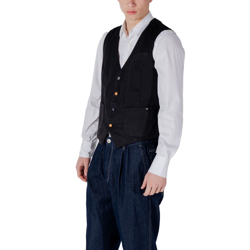 Gianni Lupo Black Cotton Waistcoat