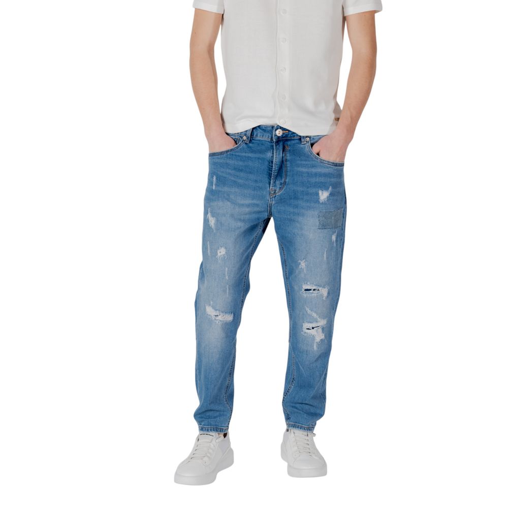 Gianni Lupo Blue Cotton Relaxed Fit Jeans
