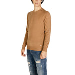 Gianni Lupo Brown Polyester Sweater for men, fall/winter knitwear, 30% polyester blend, trendy and stylish.