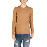 Gianni Lupo Brown Polyester Sweater, men's fall/winter knitwear with polyester, polyamide, polyacrylic, and viscose composition.