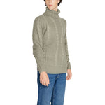 Gianni Lupo Green Polyester Sweater for men, fall and winter collection, stylish knitwear with turtleneck design.