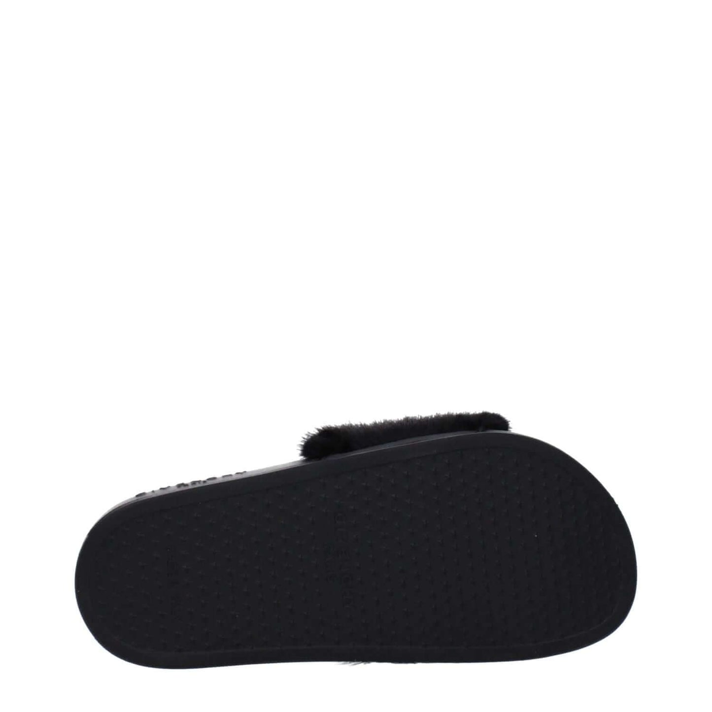 Side view of Givenchy Black Cotton Slippers with rubber sole and open toe design, featuring side logo. MPN BE08209806001.