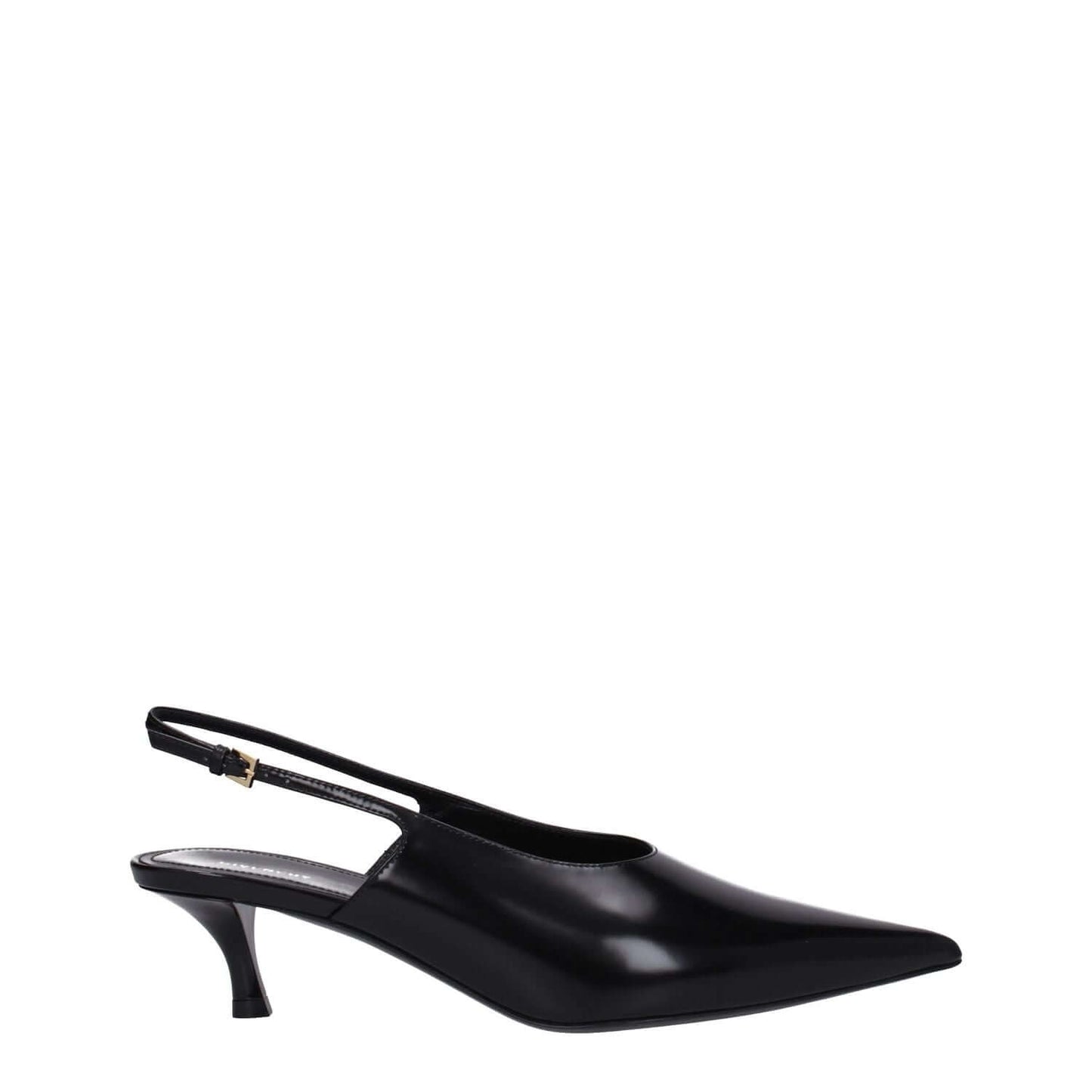 Givenchy Black Leather Mid Heel Pumps with pointy toe and buckle closure, casual style, 5.5 cm heel height.