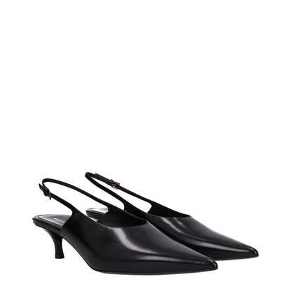 Givenchy Black Leather Mid Heel Pumps with buckle closure, pointy toe, and 5.5 cm mid heels for a casual style.