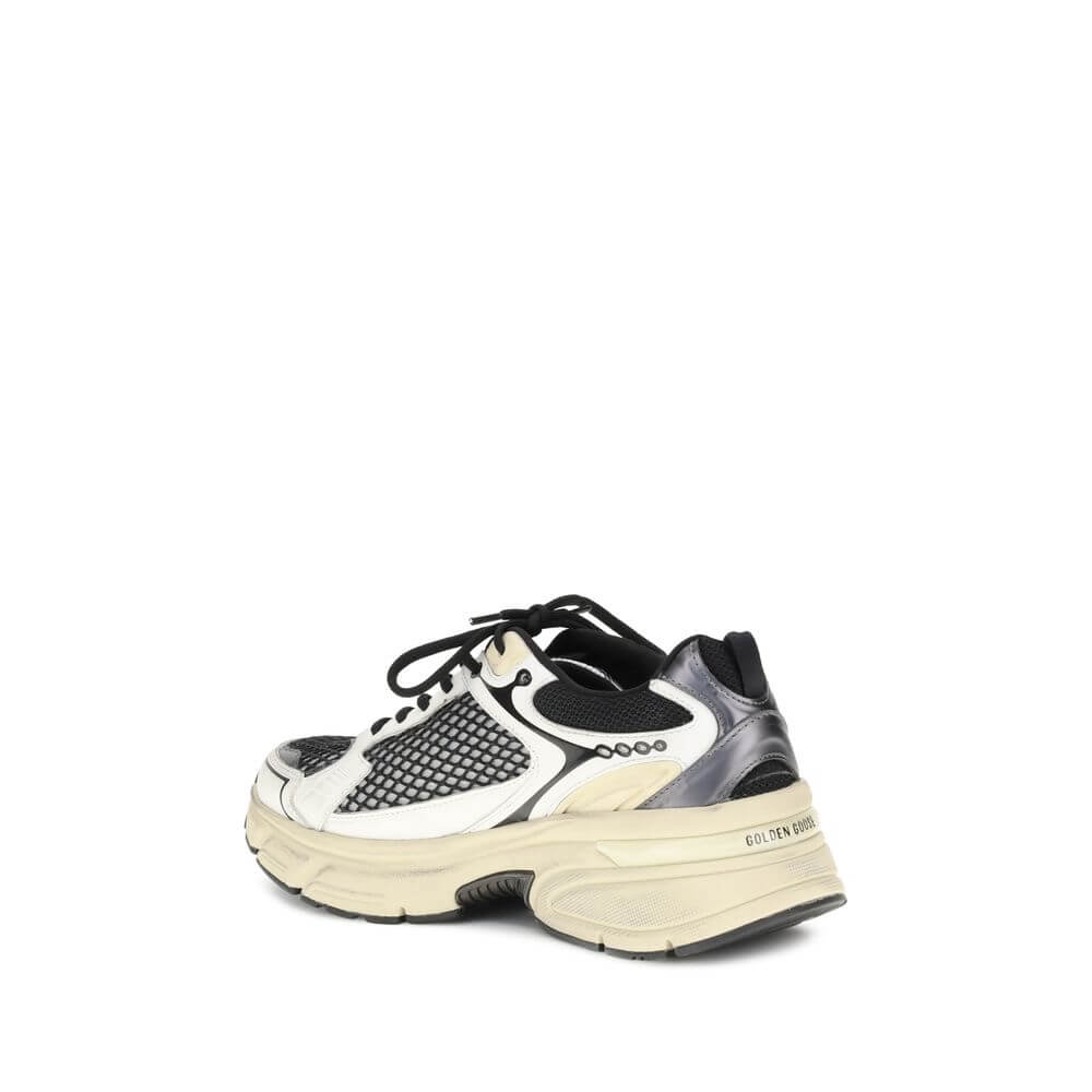 Rear view of Golden Goose Multicolor Polyester Athletic Sneakers with distinctive mesh and leather details.