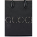 Gucci Black Leather Logo Medium Tote Bag