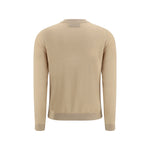 Back view of Gucci Cashmere Cardigan showcasing ribbed details and soft fabric in a beige tone.