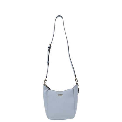 Guess Blue Polyethylene Handbag with pebbled leather-effect and adjustable strap, elegant and compact for any occasion.