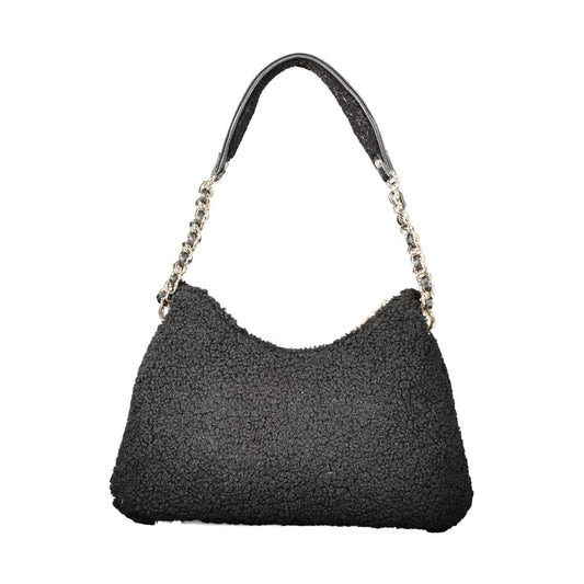 Guess Jeans Black Polyester Handbag with shoulder handle, internal pocket, document holder, contrast details, zip closure, logo.