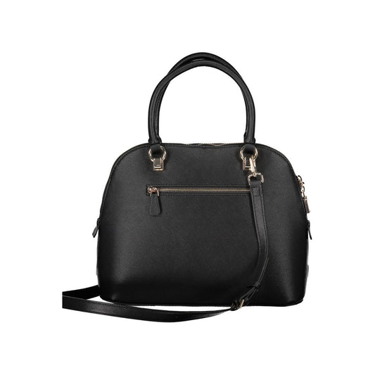 Guess Jeans Black Polyethylene Women Handbag with zip closure, perfect for organization and style.