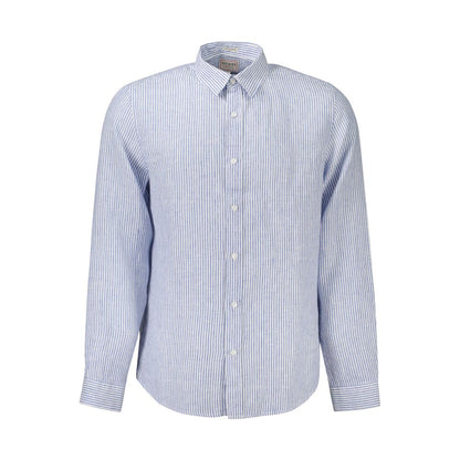 Guess Jeans Blu Linen Men Shirt