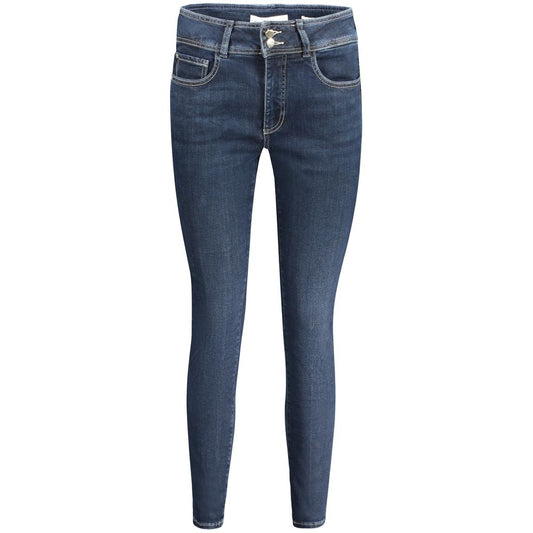 Guess Jeans Blue Cotton Women Skinny Jean with figure-hugging silhouette, crafted from recycled cotton for style and sustainability.