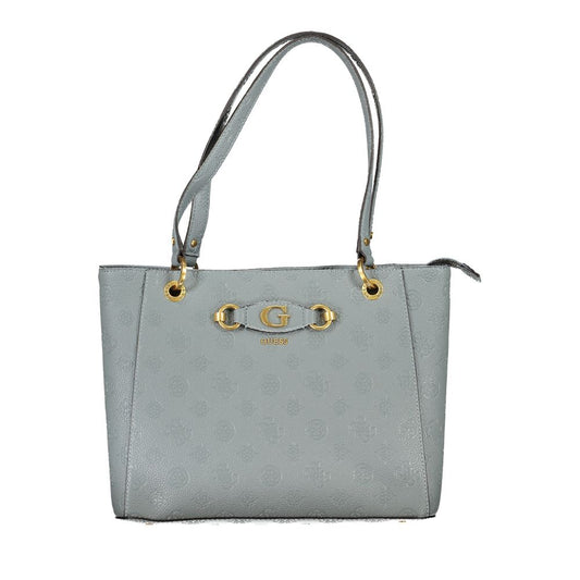 Guess Jeans Blue Polyethylene Handbag with logo, external pocket, and dual shoulder handles