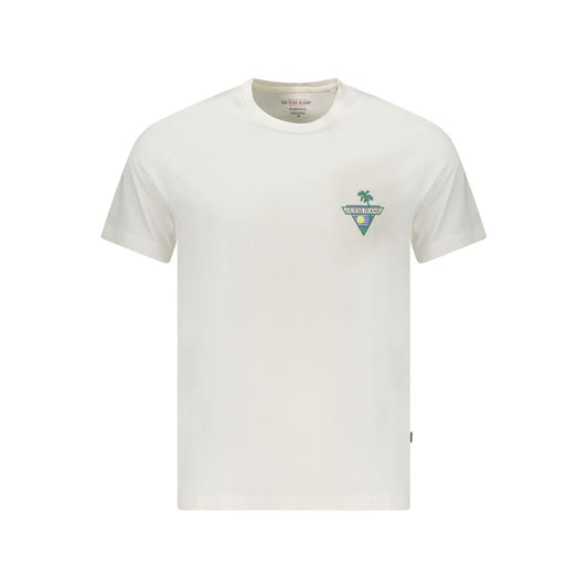 Guess Jeans White Cotton T-Shirt short sleeve slim fit crew neck with logo print made from organic cotton
