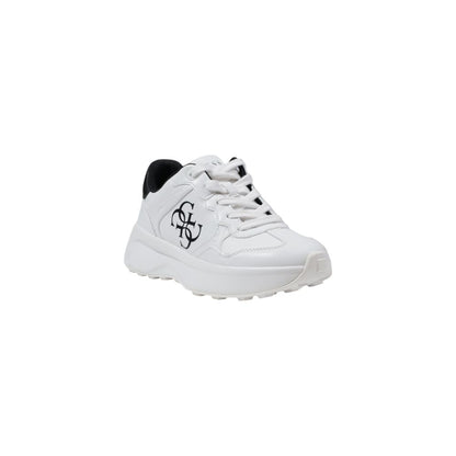Guess White Polyethylene Chunky Sneakers with logo, thick sole, and lace-up closure