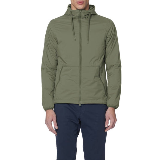 Herno Green Polyamide Jacket with hood, front zips, elasticated cuffs, drawstring waist - stylish and functional outerwear