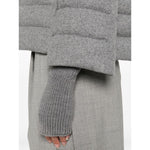 Herno Jackets Light Grey - Cashmere and wool padded jacket with long sleeves and zip fastening, showcasing textured fabric details.