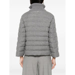 Herno Jackets Light Grey, cashmere and wool padded jacket with stand-up collar, zip fastening, and long sleeves.