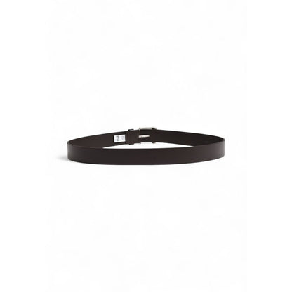 Hugo Boss Brown Leather Regular Belt with metal buckle, elegant men's accessory for formal and casual looks