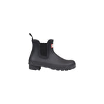 Hunter Black Recycled Polyester Ankle boots with adjustable buckle, waterproof for urban style, made from natural rubber and recycled materials.