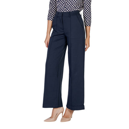 ICHI Blue Polyester Casual Pants