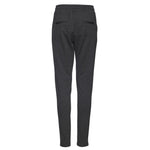 Back view of ICHI Gray Polyester Pant showcasing slim fit and elastic waistband.
