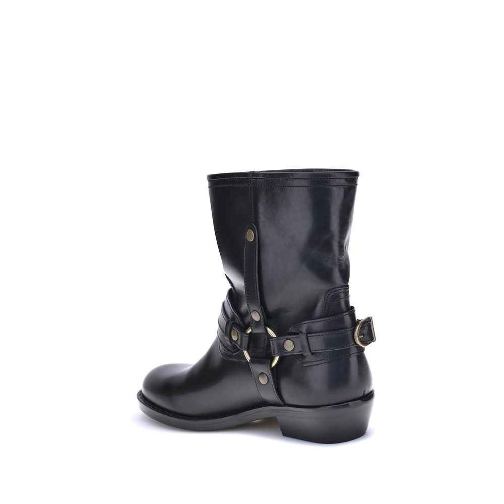 Isabel Marant Black Calf Leather Bos Taurus Ankle Boots