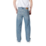Back view of Jack Jones Blue Cotton Relaxed Fit Jean for men with five-pocket design, demonstrating casual and modern style.