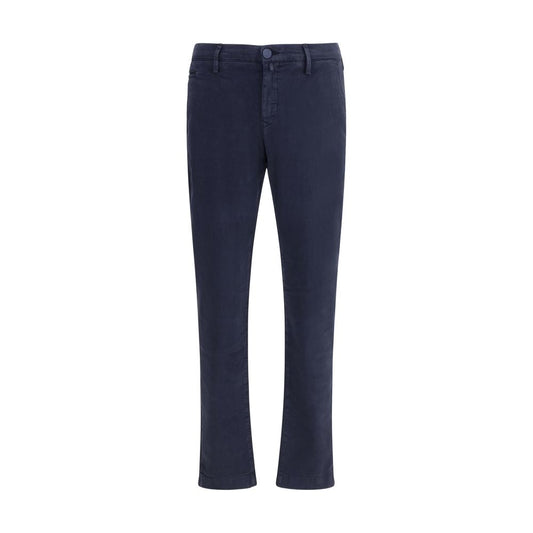 Jacob Cohen Blue Cotton Casual Pants with slim fit and welt pockets.