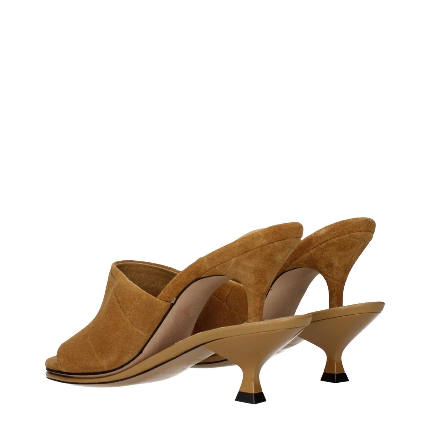 Jacquemus Brown Leather Stiletto Heel Sandals with suede finish and MPN 243FO1604355830, back view showing unique heel design.