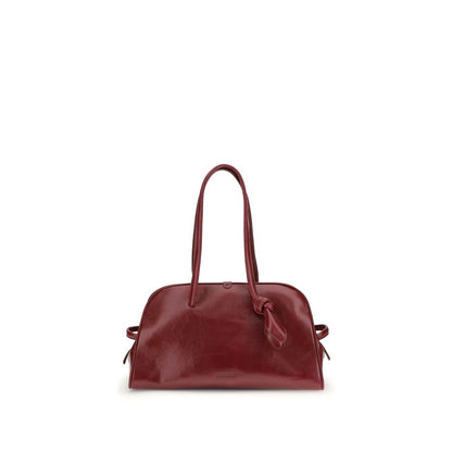 Jacquemus Red Calf Leather Bos Taurus Shoulder Bag with knotted detail and embossed logo.