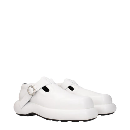 Jil Sander White Leather Slip-On Loafers