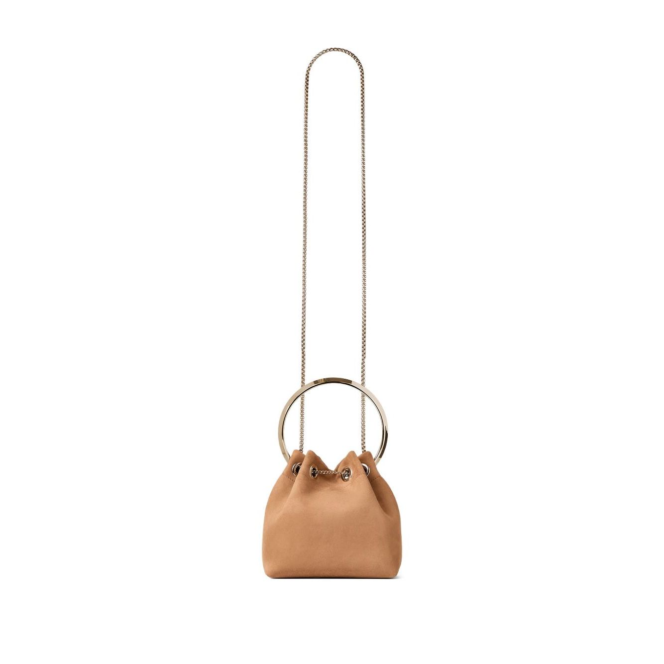 Jimmy Choo Toffee Suede Bag With Pearl Closure