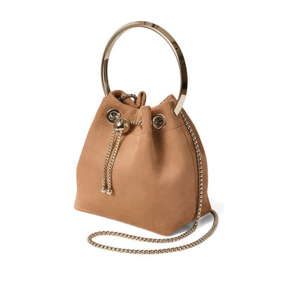 Jimmy Choo Toffee Suede Bag With Pearl Closure