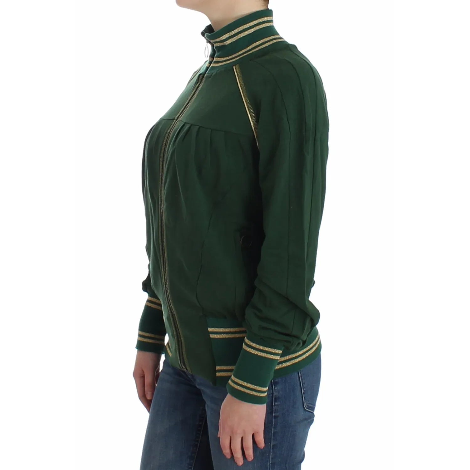 John Galliano Green Mock Zip Cardigan Sweatshirt Sweater Jacket