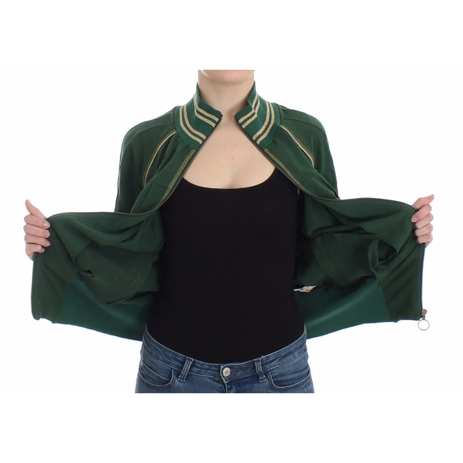 John Galliano Green Mock Zip Cardigan Sweatshirt Sweater Jacket
