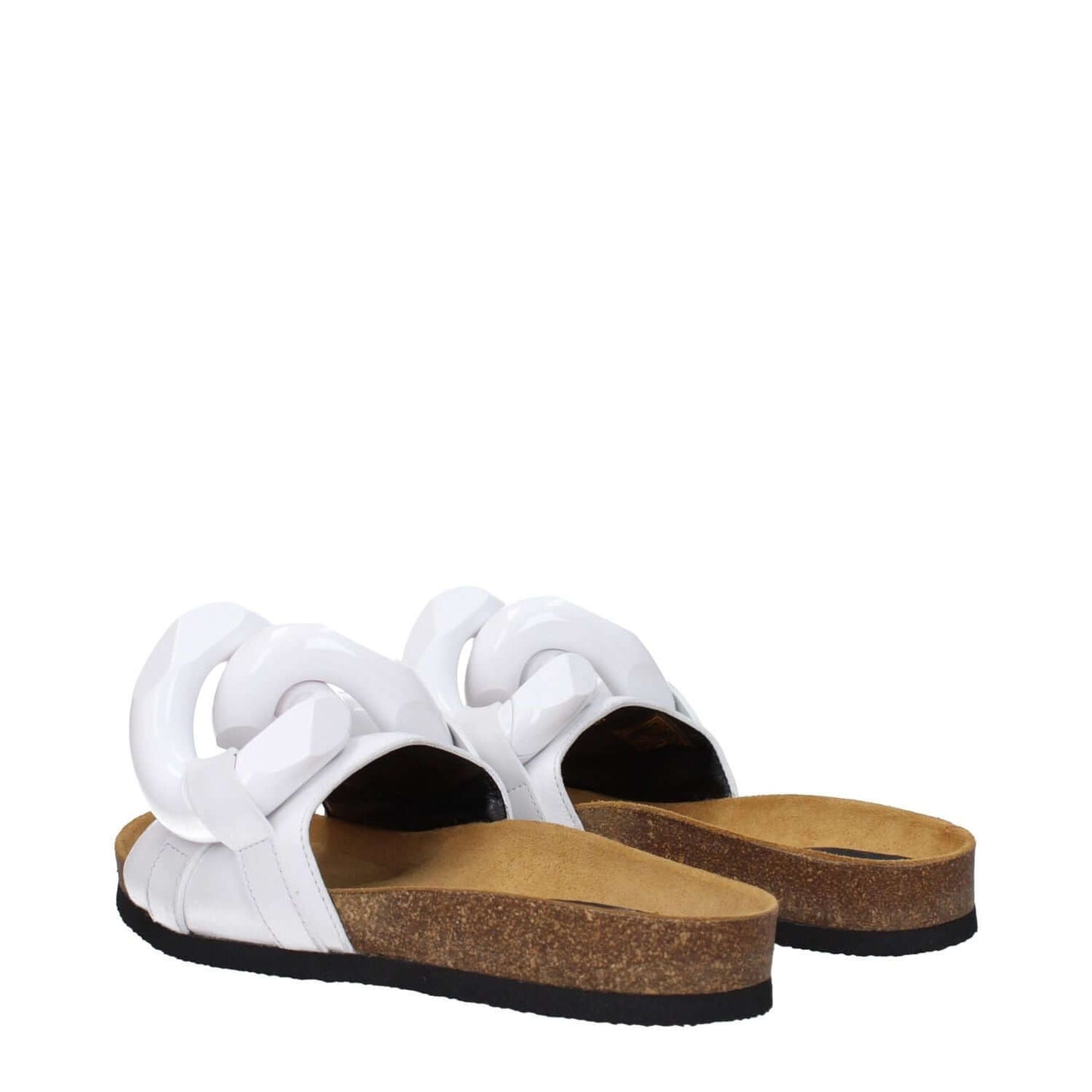 Jw Anderson White Leather Slippers with front detail, casual style, open toe, low flat heel, rubber sole. MPN ANW36015A101.