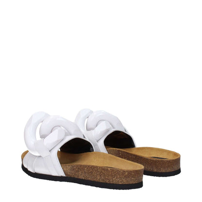 Jw Anderson White Leather Slippers with front detail, casual style, open toe, low flat heel, rubber sole. MPN ANW36015A101.