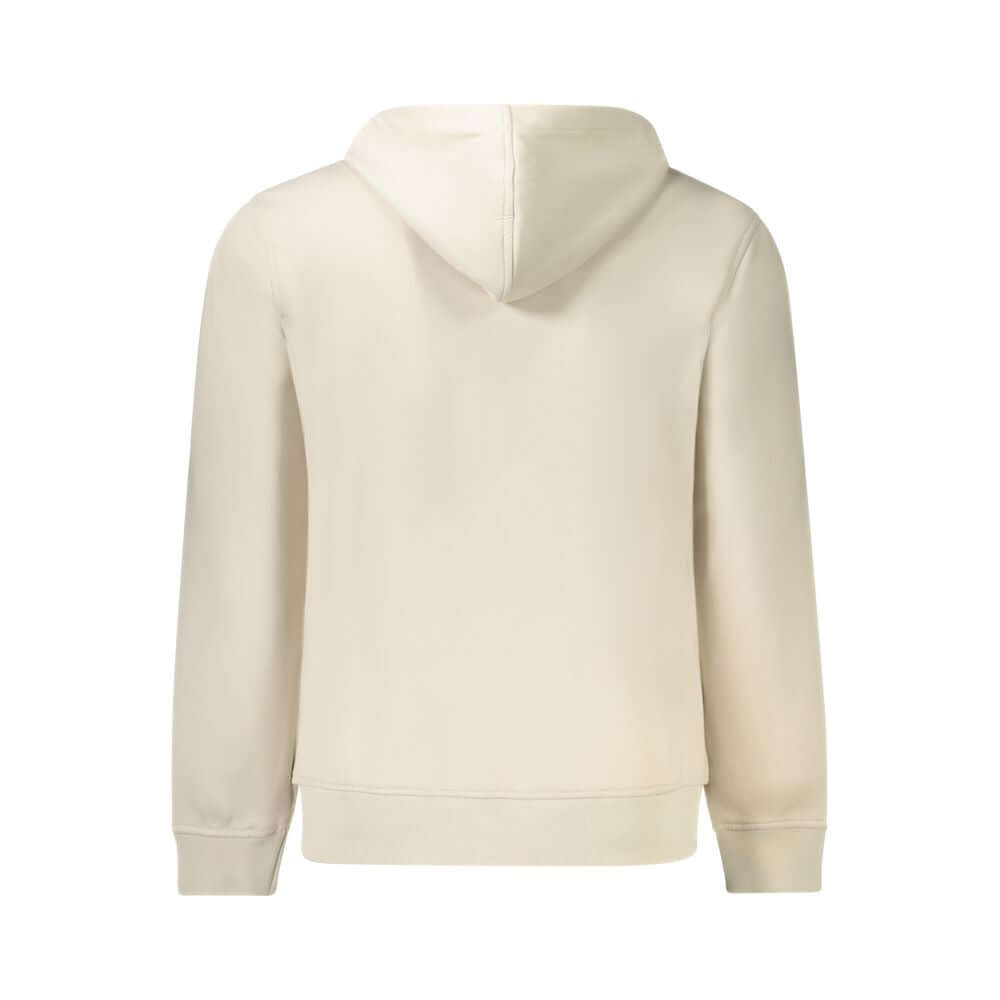 K-WAY Beige Polyester Men Sweater Hooded, back view showcasing chic beige color and hood design.