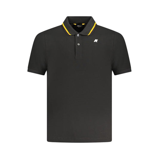 K-WAY Black Cotton Polo Shirt with short sleeves, 2 buttons, and logo application.