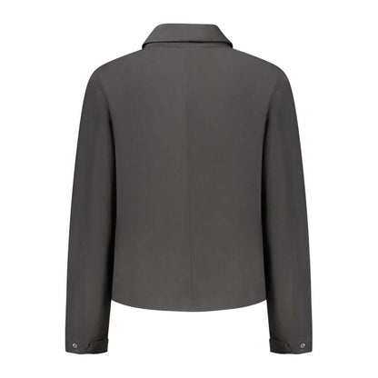 K-WAY Black Polyester Jackets & Coat, long sleeve, fleece inside, buttons and zip, rear view