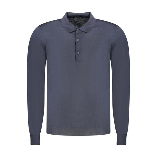 K-WAY Blue Wool Sweater, long-sleeved with 3 buttons and logo.