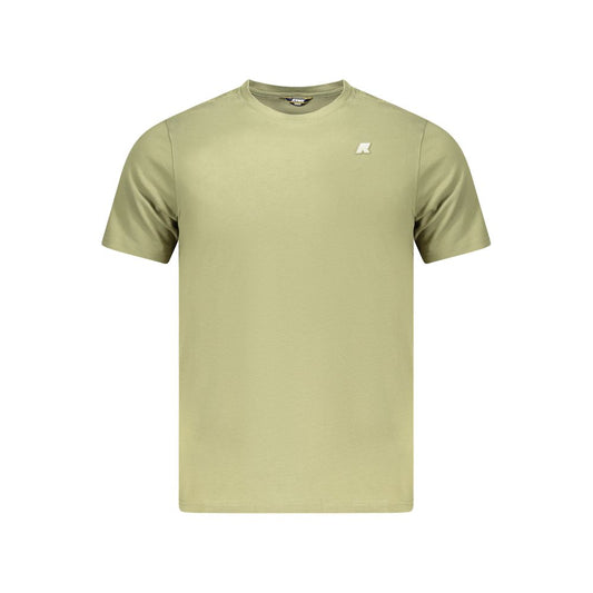 K-WAY Green Cotton Men T-Shirt with short sleeves and crew neck, featuring iconic logo, perfect for modern fashion-forward trend-setters.