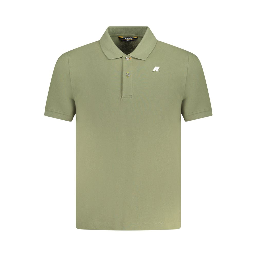 K-WAY Green Cotton Polo Shirt with short sleeves, 2 buttons, and logo application