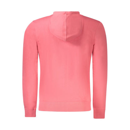 K-WAY Pink Cotton Men Sweater featuring a hood and contrasting details