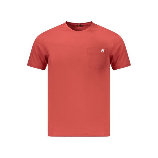 K-WAY Red Cotton Men T-Shirt with crew neck and logo pocket, made for style and comfort.